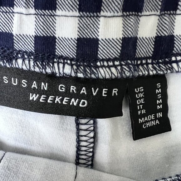 Susan Graver Weekend Womens S Capris 2 Pair White & Blue Gingham Pull On Summer - Picture 14 of 16